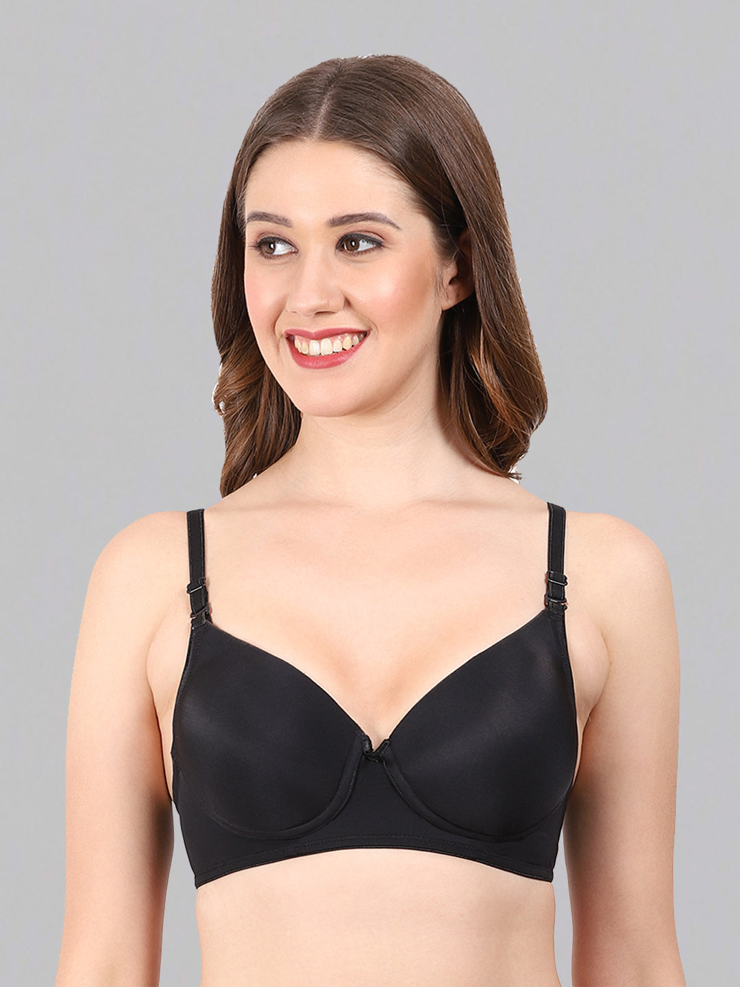 REVOUE Extra Comfy Padded Wirefree 3/4 th Coverage T-shirt Bra Black color