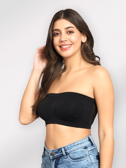 REVOUE Wirefree Strapless Nylon Elastane Full Coverage Tube Bra