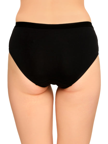 Comfortable black cotton hipster panties with medium rise and full coverage, designed to leave no marks. REVOUE Medium Rise Full Coverage No Marks Cotton Hipster Panty.