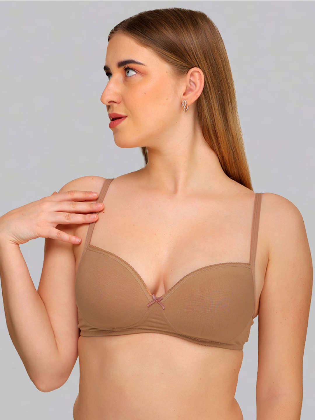 REVOUE Basic Padded Wirefree Balconette Bra Nude