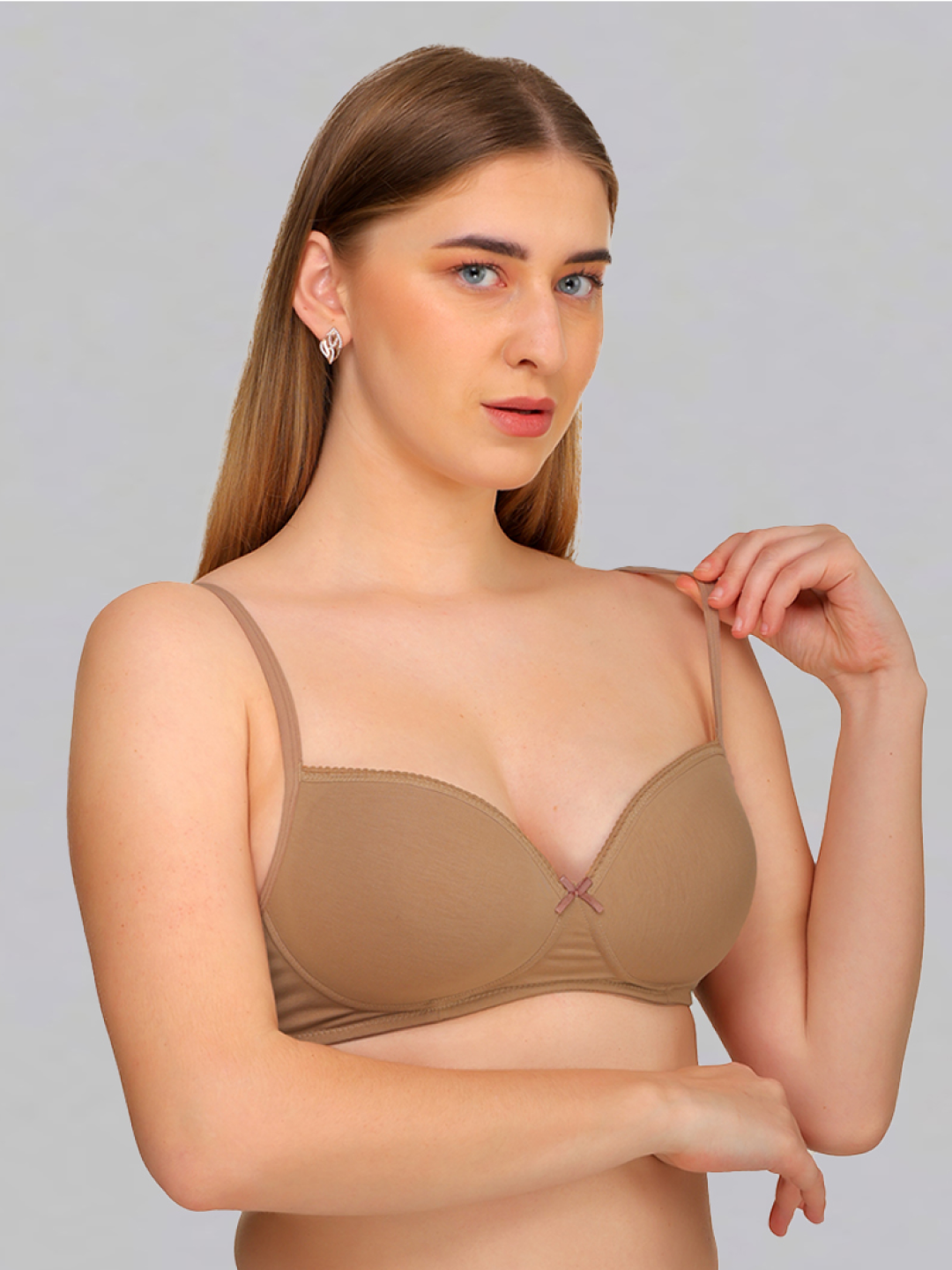 REVOUE Basic Padded Wirefree Balconette Bra Nude