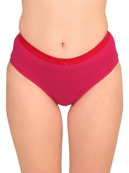 Comfortable Magenta cotton hipster panties with medium rise and full coverage, designed to leave no marks. REVOUE Medium Rise Full Coverage No Marks Cotton Hipster Panty.