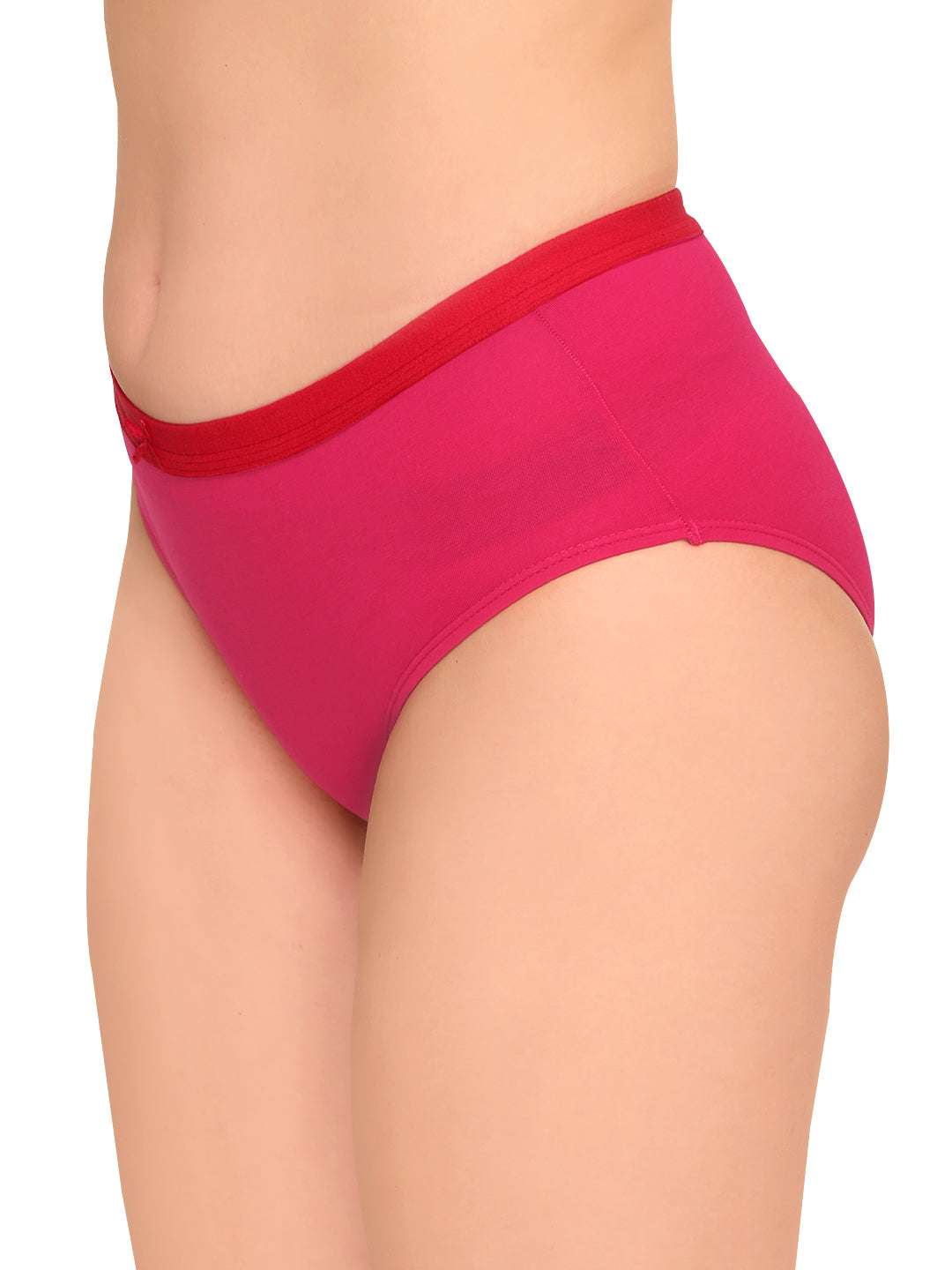 Comfortable Magenta cotton hipster panties with medium rise and full coverage, designed to leave no marks. REVOUE Medium Rise Full Coverage No Marks Cotton Hipster Panty.