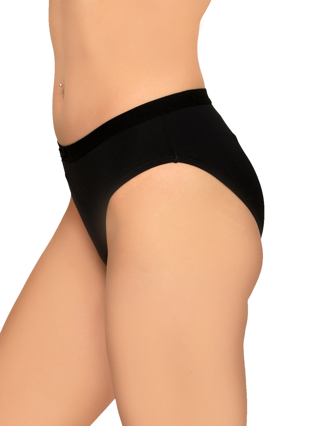 Black cotton bikini panty with a low waist and no visible marks design. REVOUE Modern Low Waist No Marks Cotton Bikini Panty.