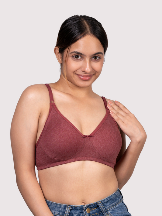 REVOUE Everyday Antimicrobial Non-Padded Wirefree Pure Cotton 3/4th Coverage T-shirt Bra