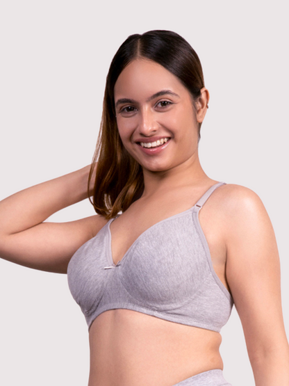 REVOUE Everyday Antimicrobial Non-Padded Wirefree Pure Cotton 3/4th Coverage T-shirt Bra