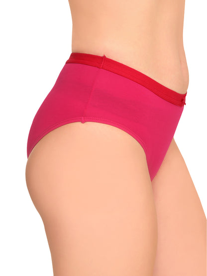 Comfortable Magenta cotton hipster panties with medium rise and full coverage, designed to leave no marks. REVOUE Medium Rise Full Coverage No Marks Cotton Hipster Panty.