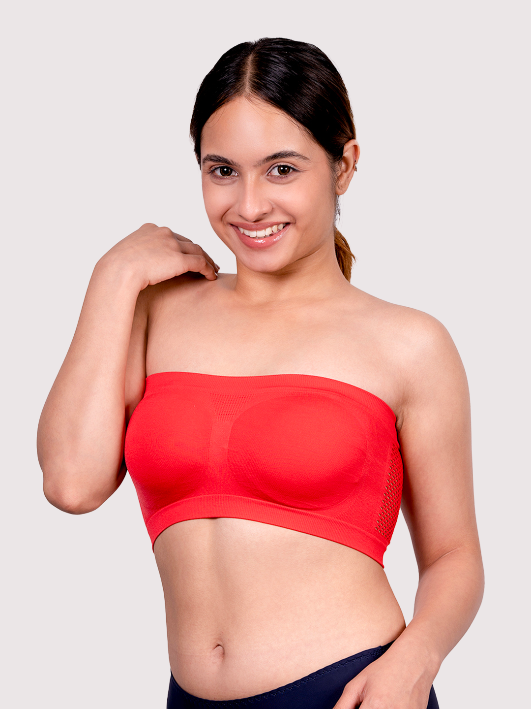 REVOUE Wirefree Strapless Nylon Elastane Full Coverage Tube Bra