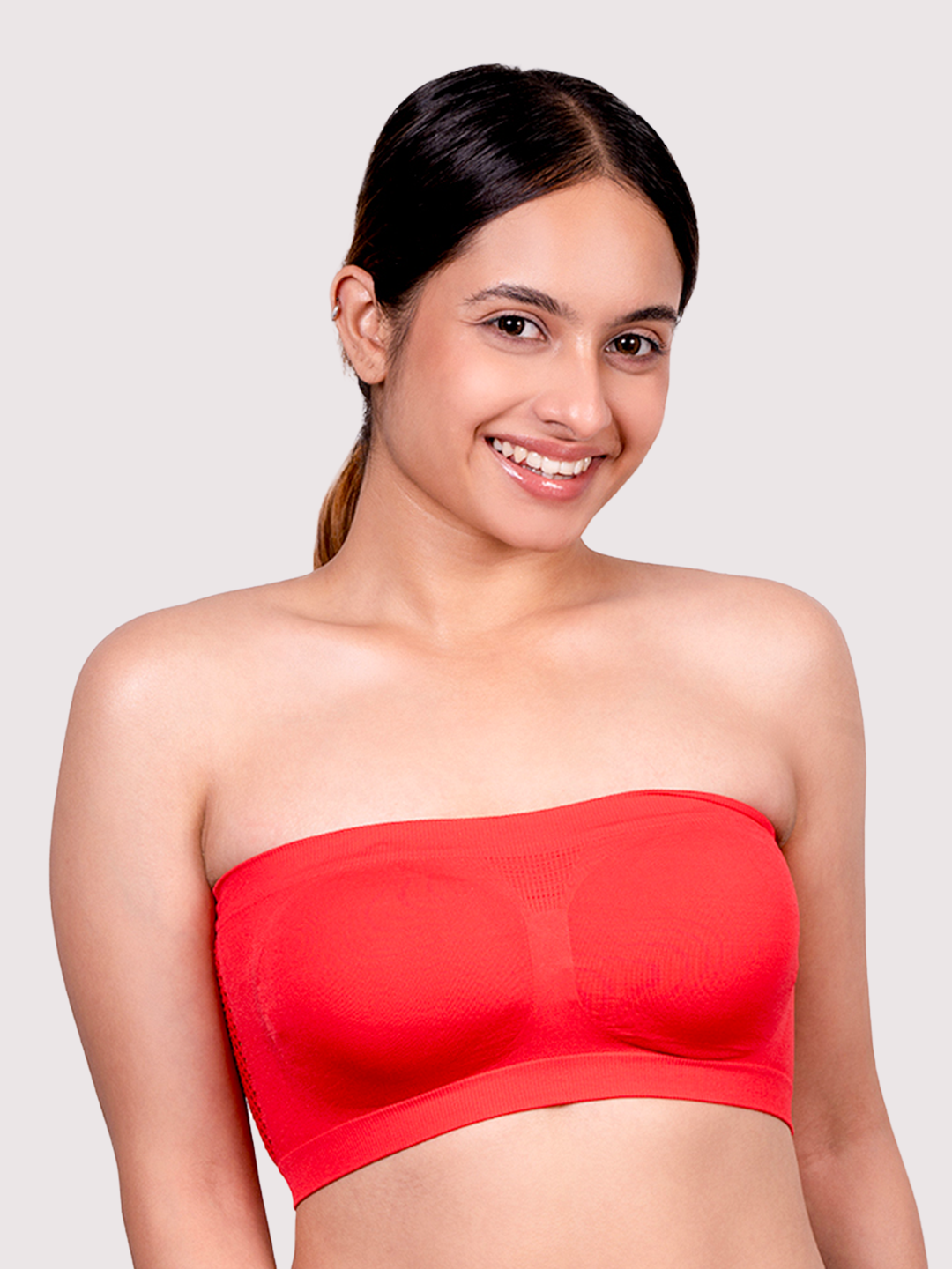 REVOUE Wirefree Strapless Nylon Elastane Full Coverage Tube Bra